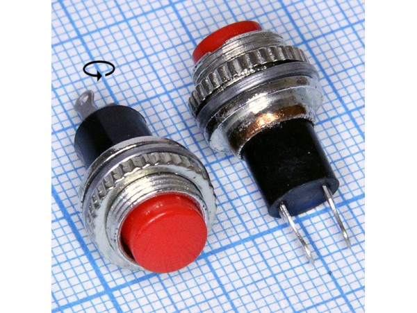 DS-314 250V/0,5A off-(on) NO красная кнопка
