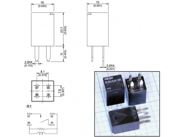 Реле 12VDC 303-1AH-C-R1-12VDC 1A 20A/14VDC