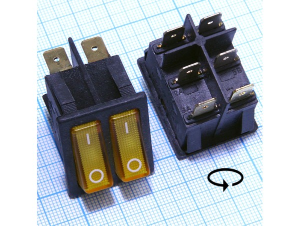 SC-797Y 250V/15A on-off двойной жёлтый переключатель