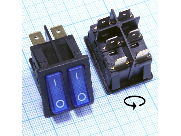SC-797B 250V/16A on-off двойной синий переключатель