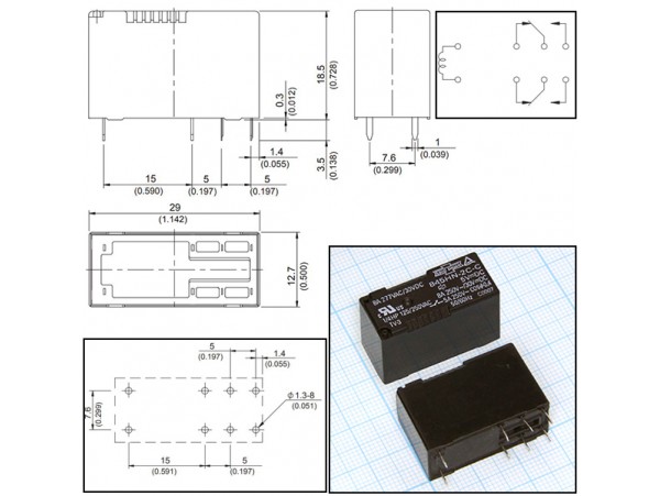 Реле 5VDC 845HN-2C-C 2C 8A/250VAC