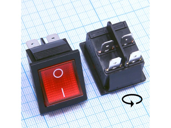 SC-767R 250V/15A on-off красный переключатель