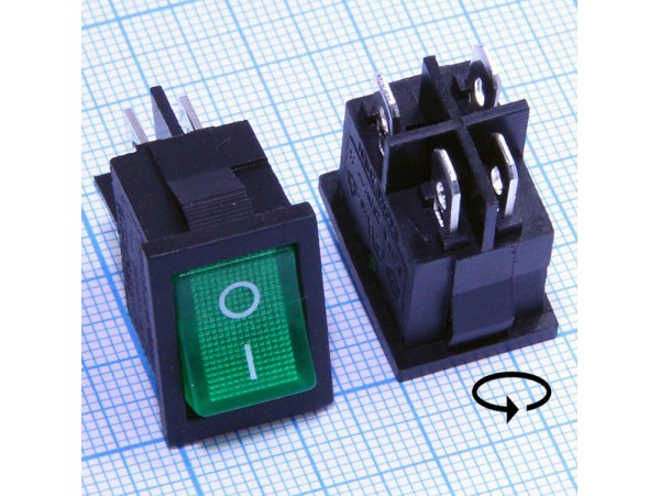 SC-778G 12V/6A on-off зелёный 4 контакта переключатель