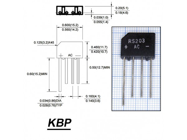RS203 (200V; 2A) Диодный мост