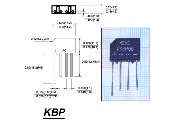 2KBP06(M) (600V/2A) Диодный мост
