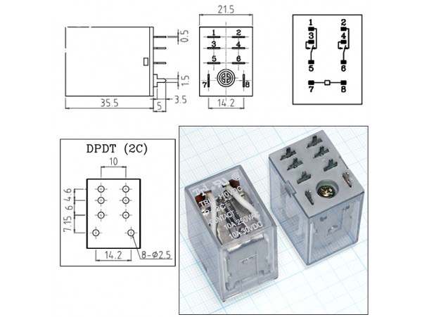 Реле 110VAC TRL-110VDC-P-2C 10A 250V