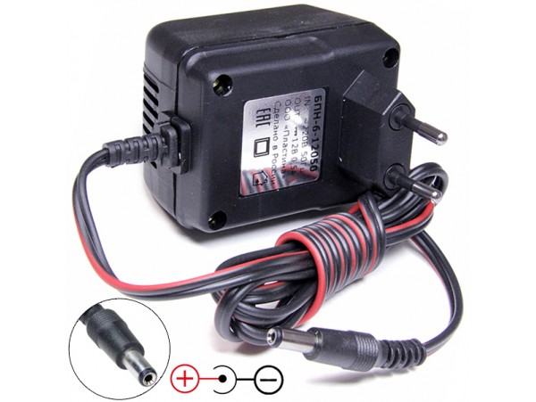 БПН-6-12050 12V/0,5A 2,5х5,5мм(+) Блок питания настабил