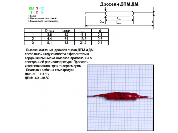 ДПМ-0,6-12µГн Дроссель