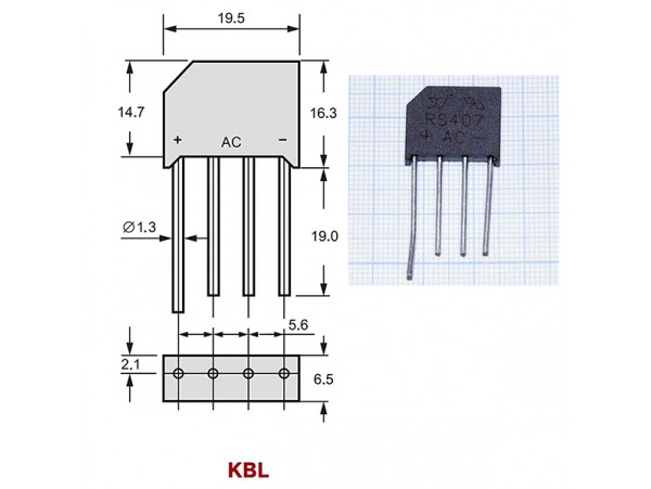 RS407 (700V/4A) Диодный мост [KBL410]