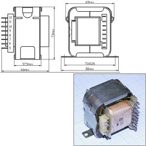 Транс. ТП60-11 2х10,6V/1,5A 2х16V/0,4A 5V/0,4A