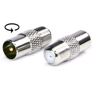 Переходник F гнездо > штекер антенный прямой