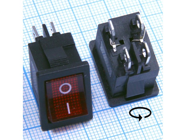 SC-778R 250V/6A on-off красный 4 контакта переключатель