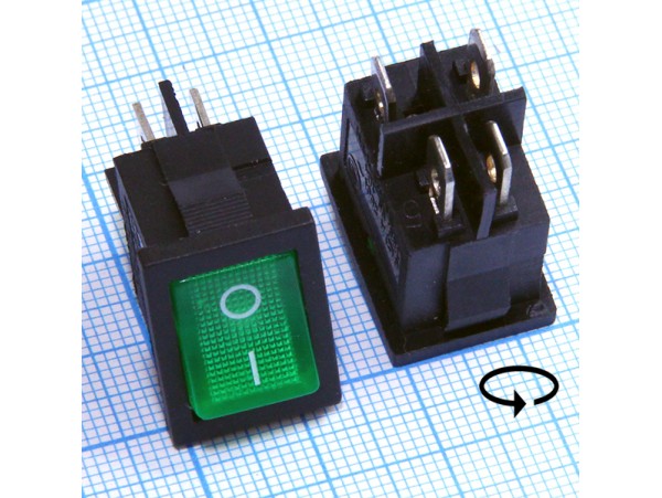 SC-778G 250V/6A on-off зелёный 4 контакта переключатель