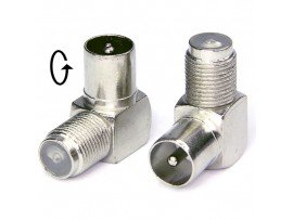 Переходник F гнездо > штекер антенный угловой