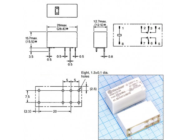 Реле 12VDC 415290120010 2C 8А/250VAC