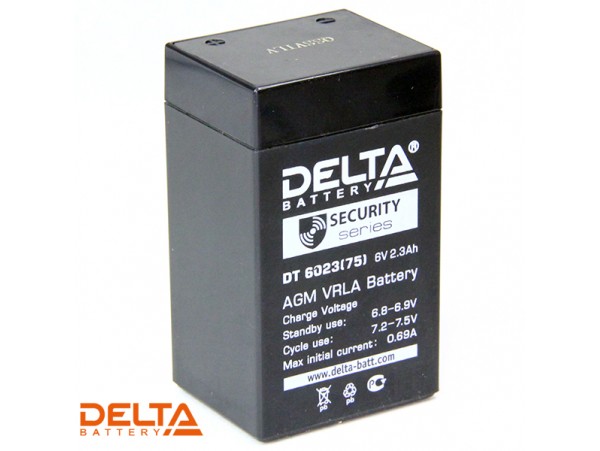 Аккумулятор 6V/2,3 Ah DT6023(75) DELTA (44х37х75)