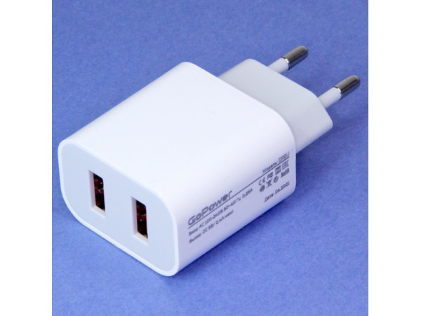 СЗУ 2USB 5V/2,4A 12W устройство зарядное белое