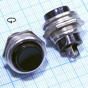 PSW-13 220V/2A off-(on) NO чёрная кнопка