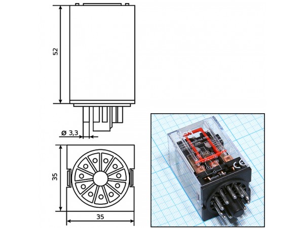 Реле 24VDC MK3P 3C 10A/250VAC