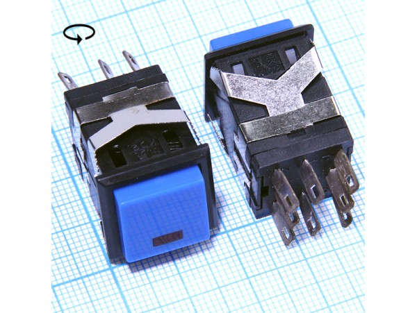 KD-2 250V/3A 2on-on синяя кнопка