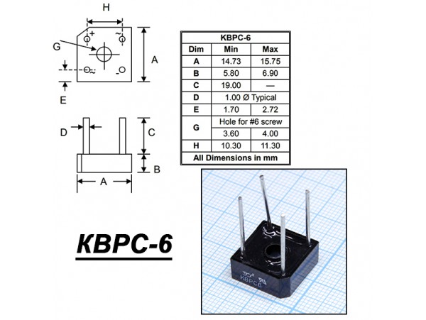 KBPC610 (1000V/6A) Диодный мост